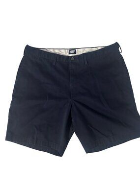 Lands End Men's Navy Cotton Traditional Fit Shorts Size 42 Elastic Waist EUC